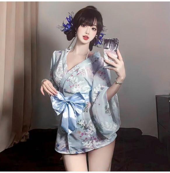 FEE ET MOI - Embroidered Floral Kimono (Blue)